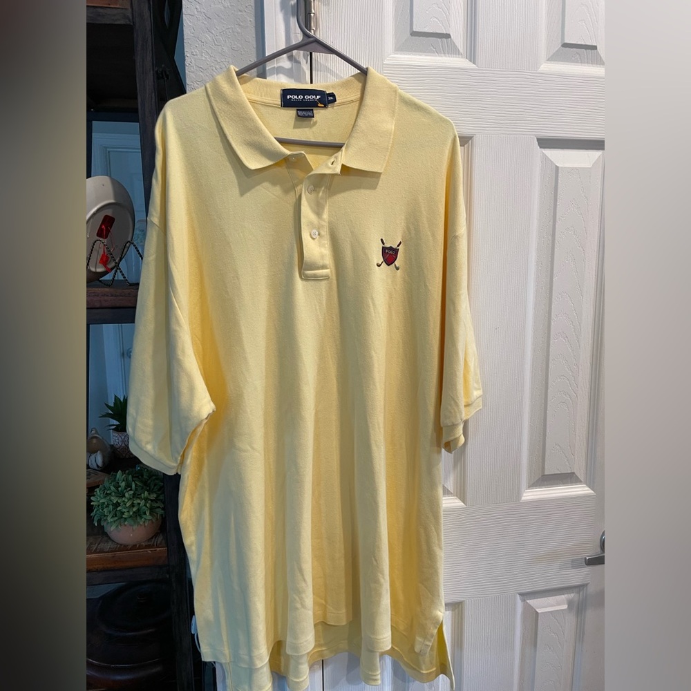 Polo Golf Ralph Lauren Pastel Yellow Short Sleeve golf polo short w plaid crest